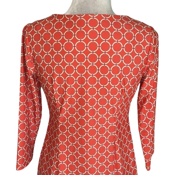 LN Jude Connally Sabine Geo Gircle Paprika Gold Button 3/4 Sleeve Mini Dress. XS - Picture 9 of 15